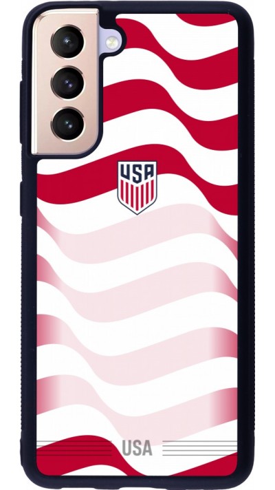 Coque Samsung Galaxy S21 5G - Silicone rigide noir Maillot de football États-Unis 2026 personnalisable