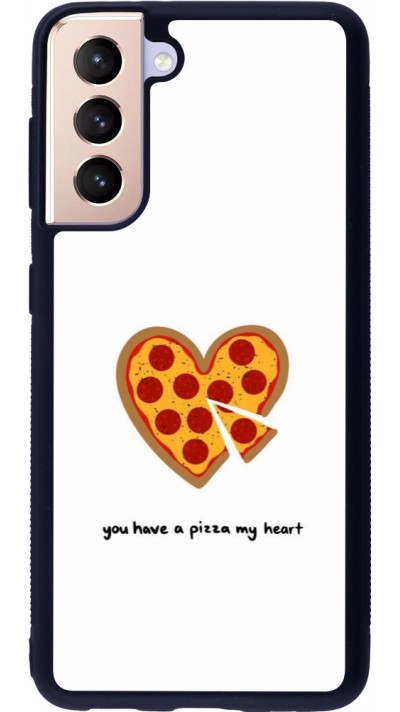 Coque Samsung Galaxy S21 5G - Silicone rigide noir Saint Valentines Day 26 You have my pizza heart