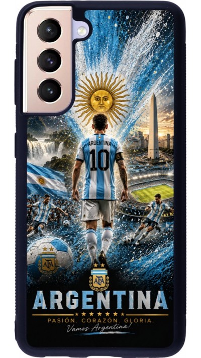 Coque Samsung Galaxy S21 5G - Silicone rigide noir Football Argentine splash 2026