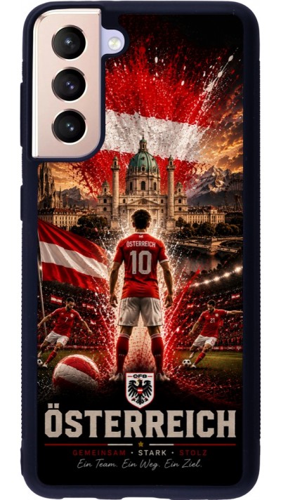 Coque Samsung Galaxy S21 5G - Silicone rigide noir Football Autriche splash 2026