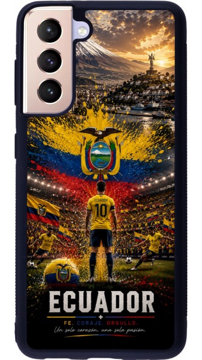 Coque Samsung Galaxy S21 5G - Silicone rigide noir Football Équateur splash 2026
