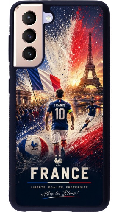 Coque Samsung Galaxy S21 5G - Silicone rigide noir Football France splash 2026