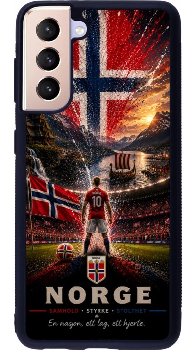 Coque Samsung Galaxy S21 5G - Silicone rigide noir Football Norvège splash 2026