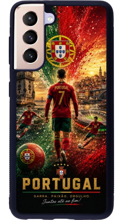 Coque Samsung Galaxy S21 5G - Silicone rigide noir Football Portugal splash 2026
