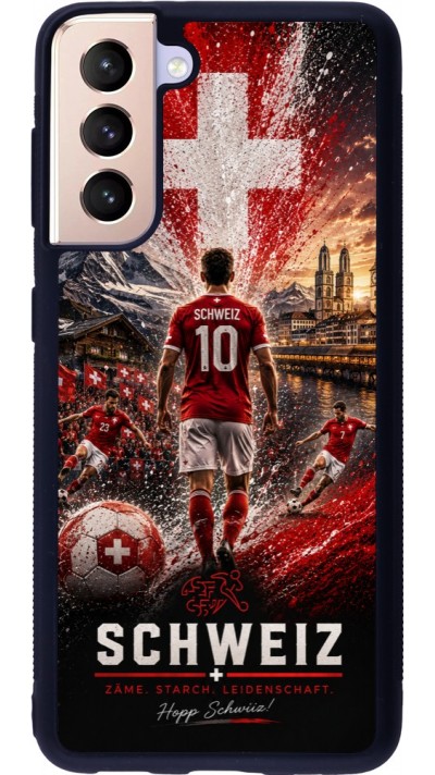 Coque Samsung Galaxy S21 5G - Silicone rigide noir Football Schweiz splash 2026