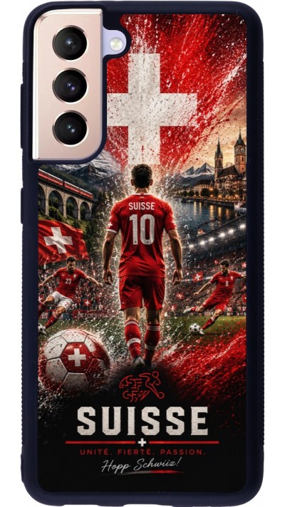 Coque Samsung Galaxy S21 5G - Silicone rigide noir Football Suisse splash 2026