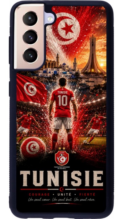 Coque Samsung Galaxy S21 5G - Silicone rigide noir Football Tunisie splash 2026