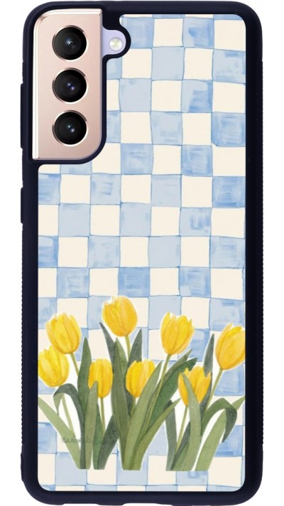 Coque Samsung Galaxy S21 5G - Silicone rigide noir Blue vichy tulips Spring 2026