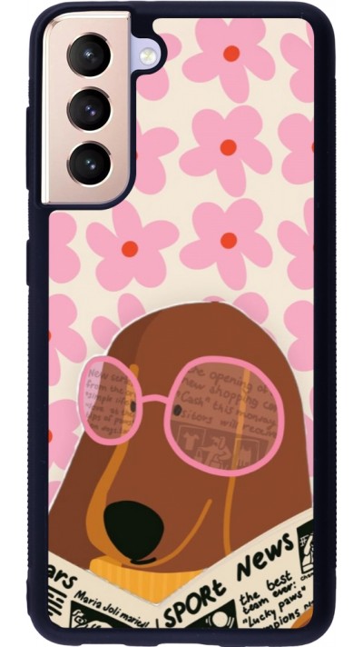 Coque Samsung Galaxy S21 5G - Silicone rigide noir Dog with newspaper Spring 2026