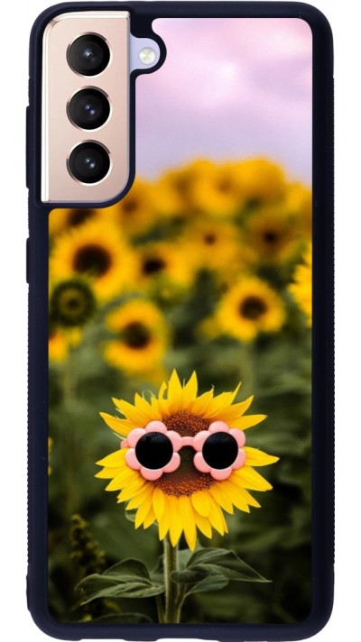 Coque Samsung Galaxy S21 5G - Silicone rigide noir Sunflower with glasses Spring 2026