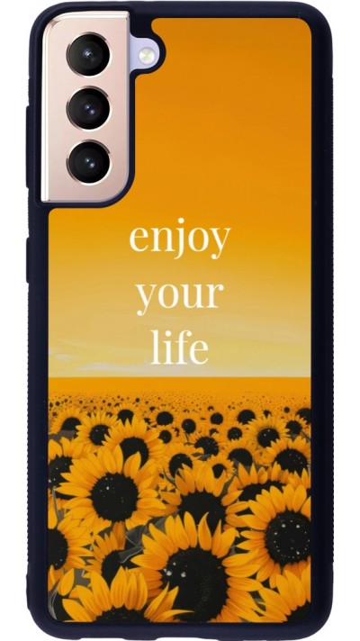 Coque Samsung Galaxy S21 5G - Silicone rigide noir Summer 2026 Enjoy your life