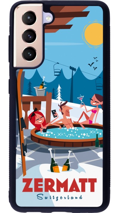 Samsung Galaxy S21 5G Case Hülle - Silikon schwarz Zermatt Mountain Jacuzzi