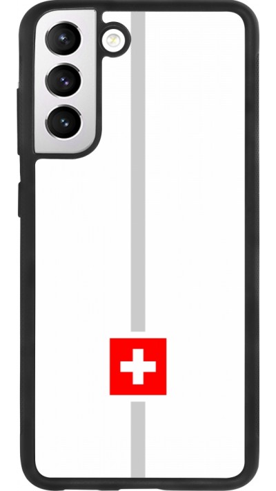Coque Samsung Galaxy S21 FE 5G - Silicone rigide noir Canton CH blanc