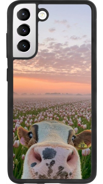 Samsung Galaxy S21 FE 5G Case Hülle - Silikon schwarz Cow with tulips Spring 2026