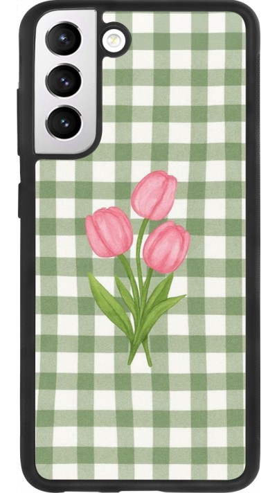 Samsung Galaxy S21 FE 5G Case Hülle - Silikon schwarz Green vichy tulips Spring 2026