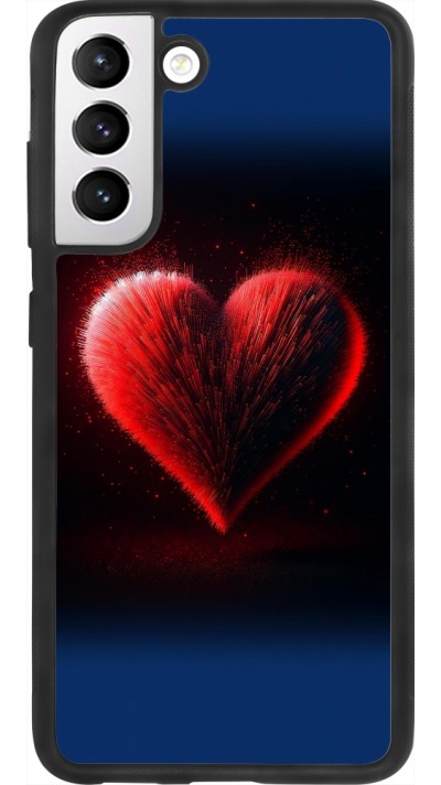 Coque Samsung Galaxy S21 FE 5G - Silicone rigide noir Valentine 2025 coeur rouge