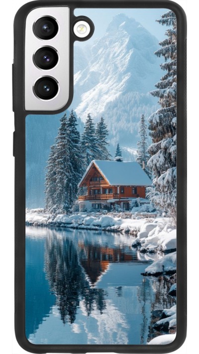 Samsung Galaxy S21 FE 5G Case Hülle - Silikon schwarz Winter 25 Winter house forest day