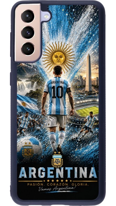 Coque Samsung Galaxy S21+ 5G - Silicone rigide noir Football Argentine splash 2026