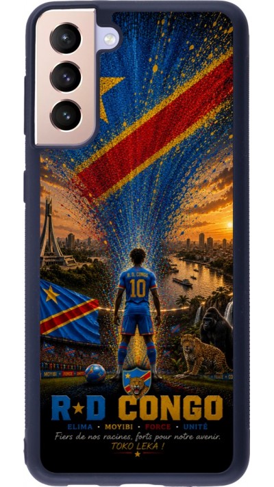 Coque Samsung Galaxy S21+ 5G - Silicone rigide noir Football République démocratique du Congo splash 2026