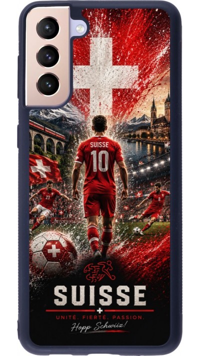 Coque Samsung Galaxy S21+ 5G - Silicone rigide noir Football Suisse splash 2026
