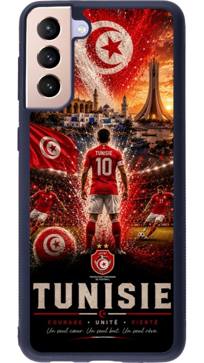 Coque Samsung Galaxy S21+ 5G - Silicone rigide noir Football Tunisie splash 2026