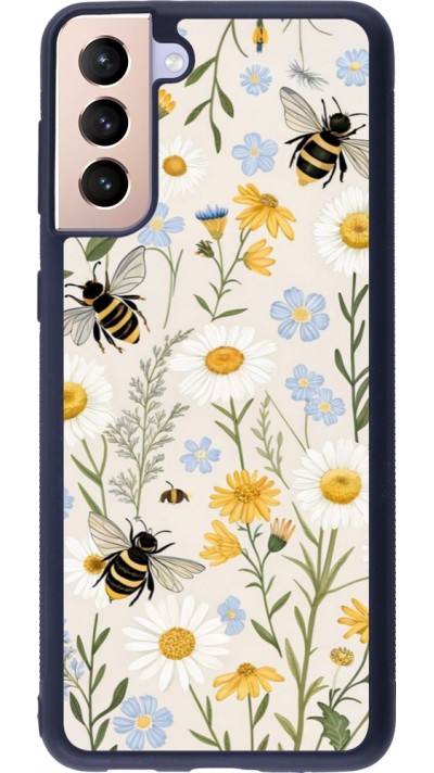 Coque Samsung Galaxy S21+ 5G - Silicone rigide noir Pattern bees Spring 2026