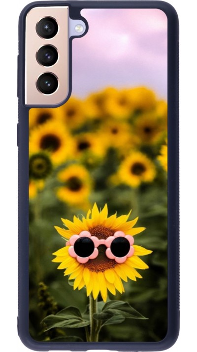 Coque Samsung Galaxy S21+ 5G - Silicone rigide noir Sunflower with glasses Spring 2026