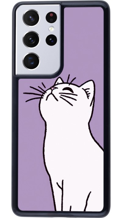 Coque Samsung Galaxy S21 Ultra 5G - Chat sur fond violet
