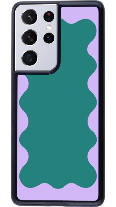 Coque Samsung Galaxy S21 Ultra 5G - Wavy Rectangle Green Purple