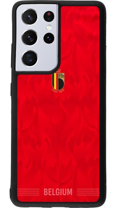 Coque Samsung Galaxy S21 Ultra 5G - Silicone rigide noir Maillot de football Belgique 2026 personnalisable