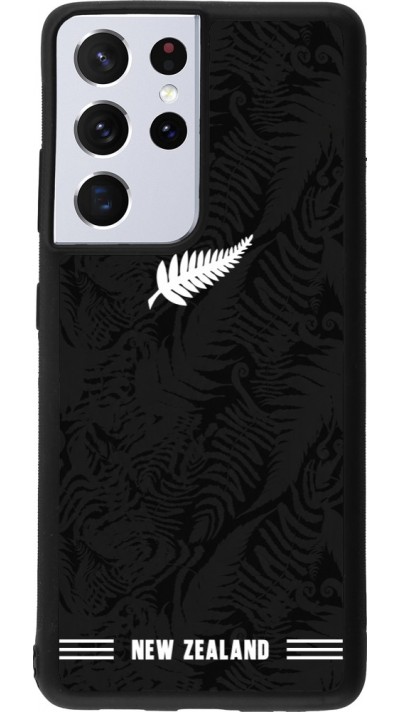 Coque Samsung Galaxy S21 Ultra 5G - Silicone rigide noir Maillot de football Nouvelle-Zélande 2026 personnalisable