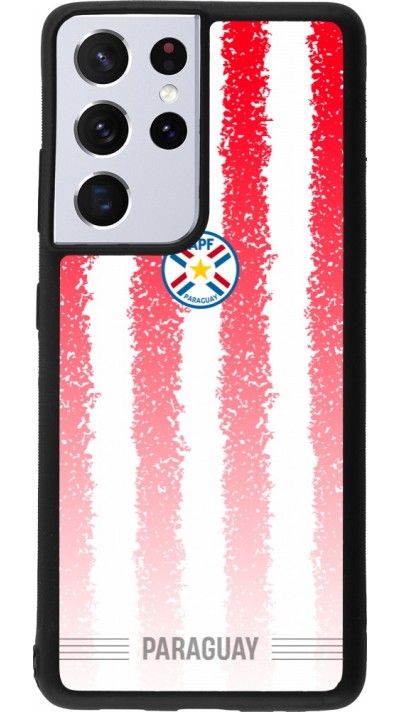 Coque Samsung Galaxy S21 Ultra 5G - Silicone rigide noir Maillot de football Paraguay 2026 personnalisable