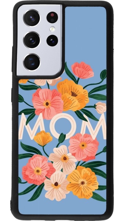 Coque Samsung Galaxy S21 Ultra 5G - Silicone rigide noir Mom 2026 Flowers