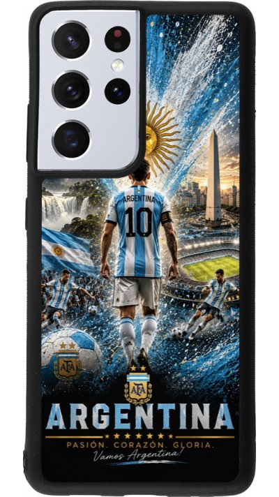 Coque Samsung Galaxy S21 Ultra 5G - Silicone rigide noir Football Argentine splash 2026