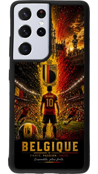 Coque Samsung Galaxy S21 Ultra 5G - Silicone rigide noir Football Belgique splash 2026