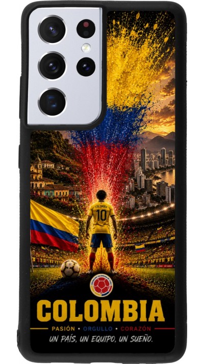 Coque Samsung Galaxy S21 Ultra 5G - Silicone rigide noir Football Colombie splash 2026