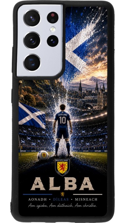 Coque Samsung Galaxy S21 Ultra 5G - Silicone rigide noir Football Écosse splash 2026