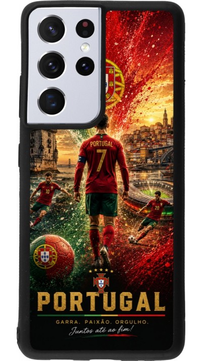 Coque Samsung Galaxy S21 Ultra 5G - Silicone rigide noir Football Portugal splash 2026