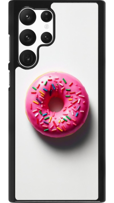 Coque Samsung Galaxy S22 Ultra - Weißer Hintergrund, pinker Donut