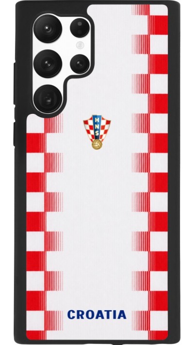 Coque Samsung Galaxy S22 Ultra - Silicone rigide noir Maillot de football Croatie 2026 personnalisable