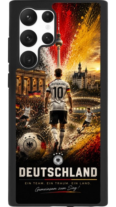 Coque Samsung Galaxy S22 Ultra - Silicone rigide noir Football Allemagne splash 2026