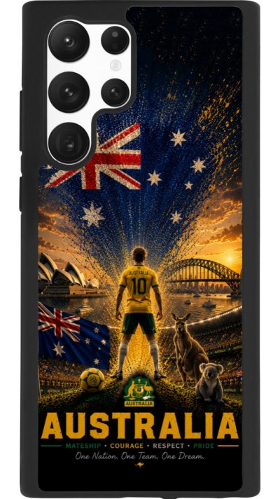 Coque Samsung Galaxy S22 Ultra - Silicone rigide noir Football Australie splash 2026