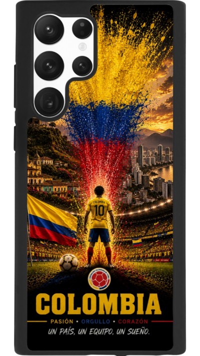 Coque Samsung Galaxy S22 Ultra - Silicone rigide noir Football Colombie splash 2026