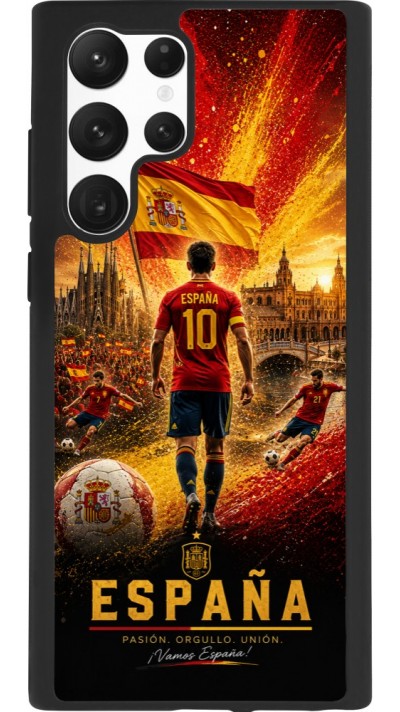 Coque Samsung Galaxy S22 Ultra - Silicone rigide noir Football Espagne splash 2026