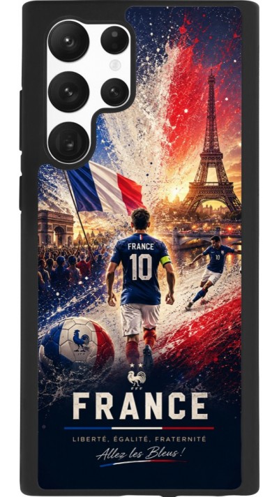 Coque Samsung Galaxy S22 Ultra - Silicone rigide noir Football France splash 2026