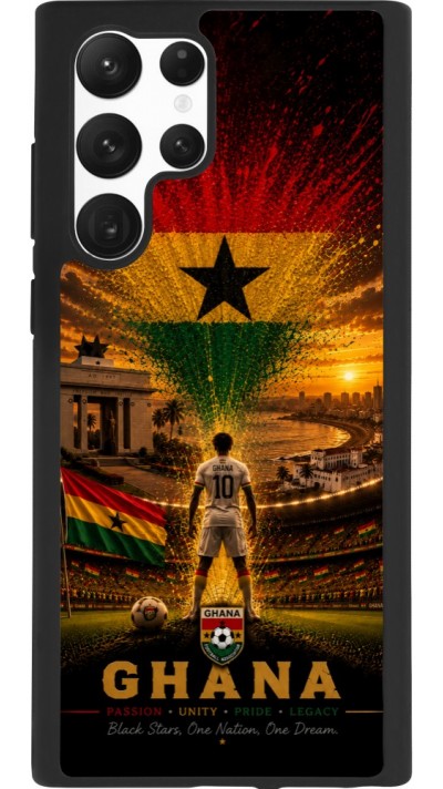 Coque Samsung Galaxy S22 Ultra - Silicone rigide noir Football Ghana splash 2026
