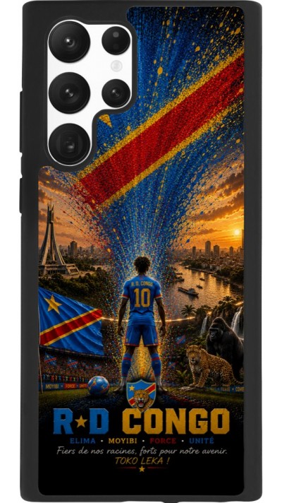 Coque Samsung Galaxy S22 Ultra - Silicone rigide noir Football République démocratique du Congo splash 2026