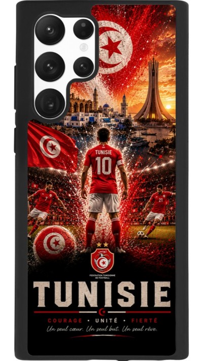 Coque Samsung Galaxy S22 Ultra - Silicone rigide noir Football Tunisie splash 2026