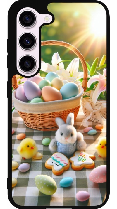 Coque Samsung Galaxy S23 - Silicone rigide noir Easter 2025 Panier Pâques