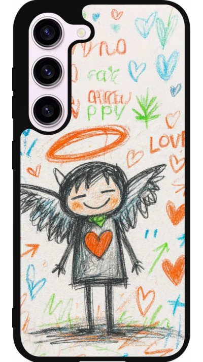 Coque Samsung Galaxy S23 - Silicone rigide noir Little Angel Sketch Love